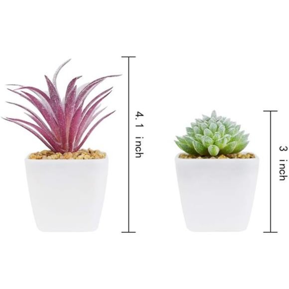 Artificial Faux Succulents in Pots Fake Plants Ceramic Arrangement Planter Mini - Picture 2 of 6